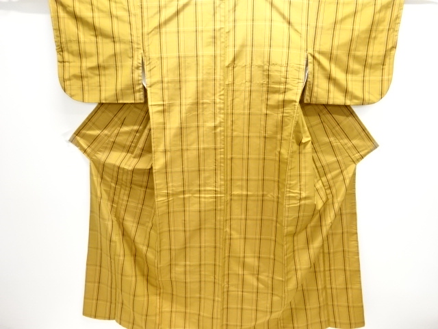 JAPANESE KIMONO / ANTIQUE KIMONO / SILK / YONEZAWA TSUMUGI / WOVEN GRID